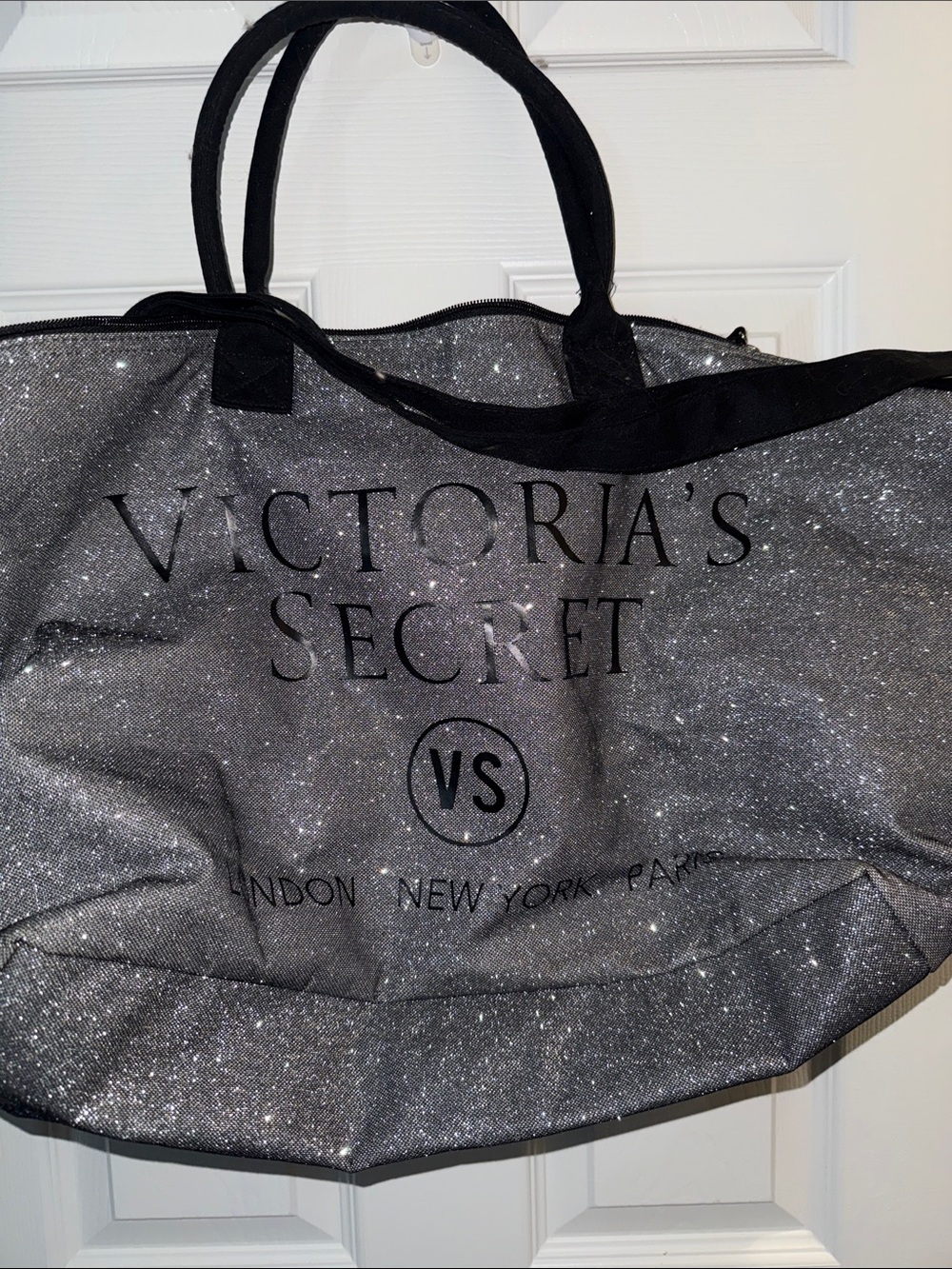 Victoria's Secret Silver Glitter Travel Tote